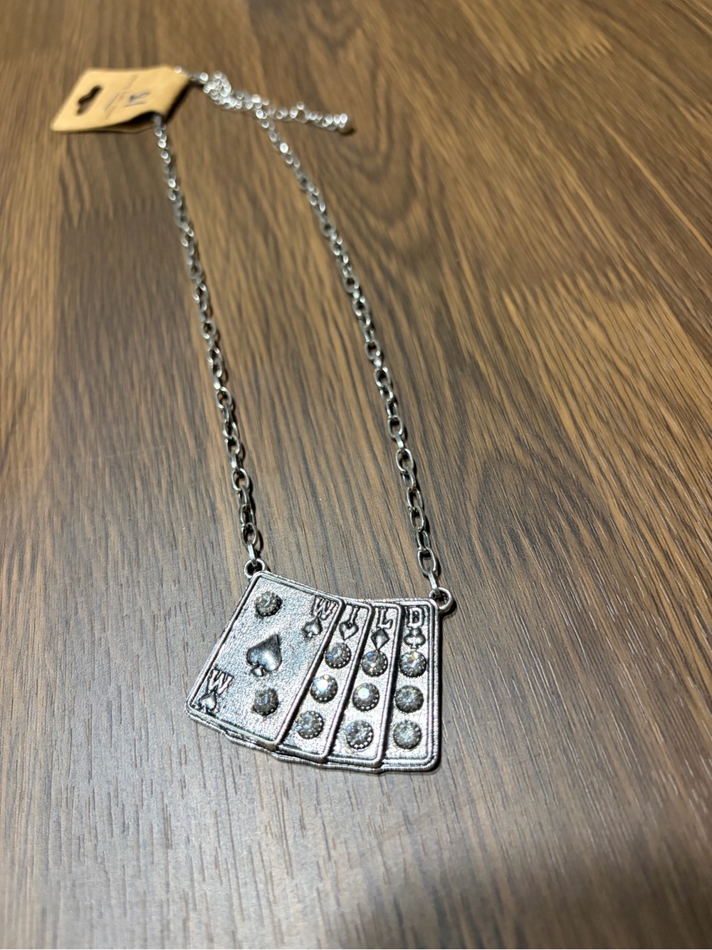 Silver Playing Card Pendant Necklace - Women Accessories